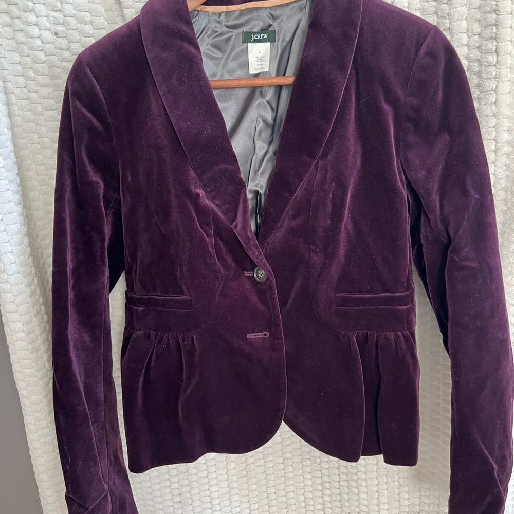 J. Crew Deep Purple Velvet Blazer